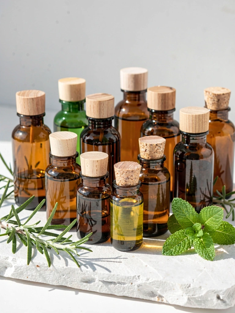 Természetes alapanyagok és üvegcsék